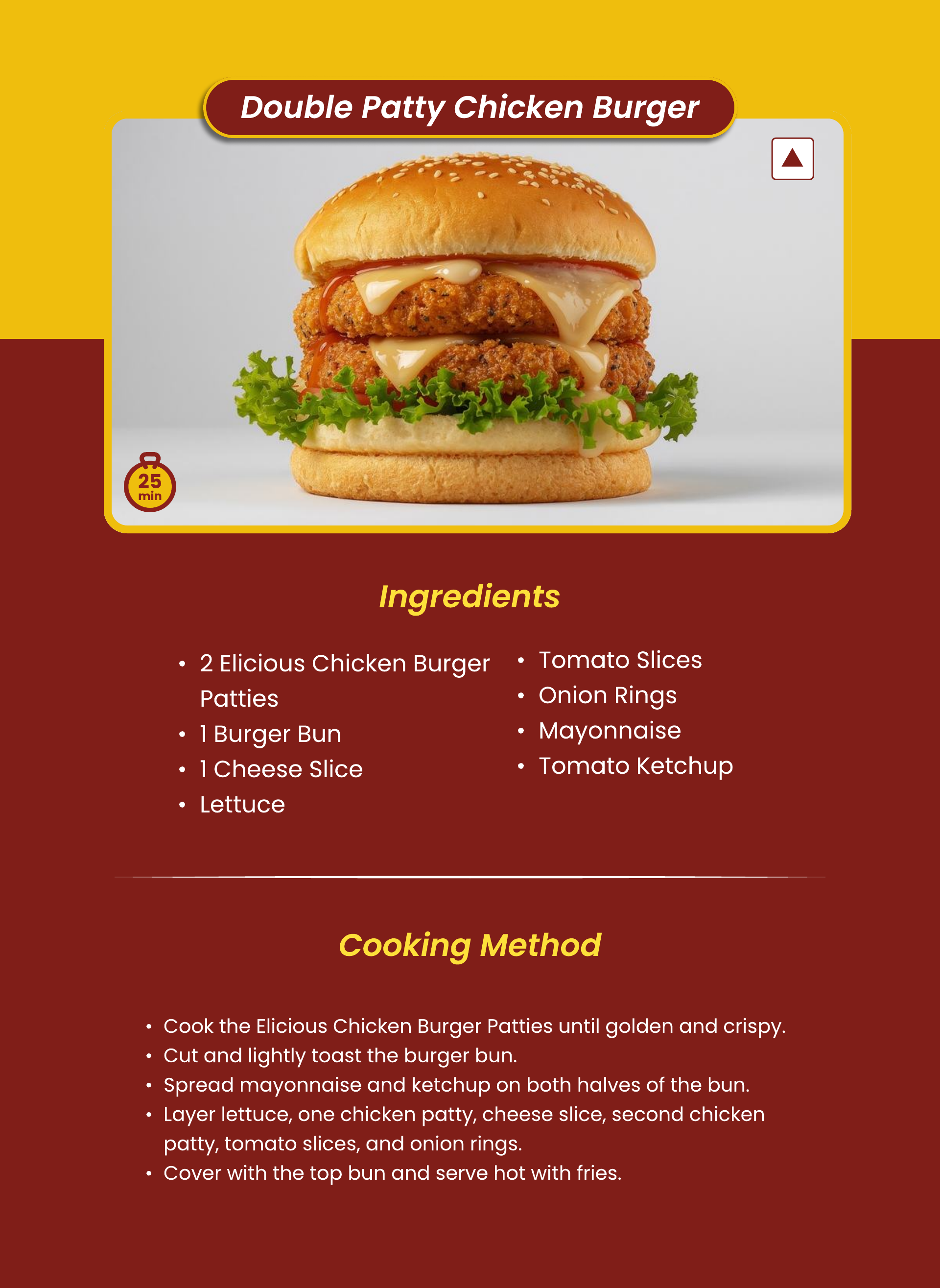 Double Patty Chicken Burger - Ingredients and Cooking Method