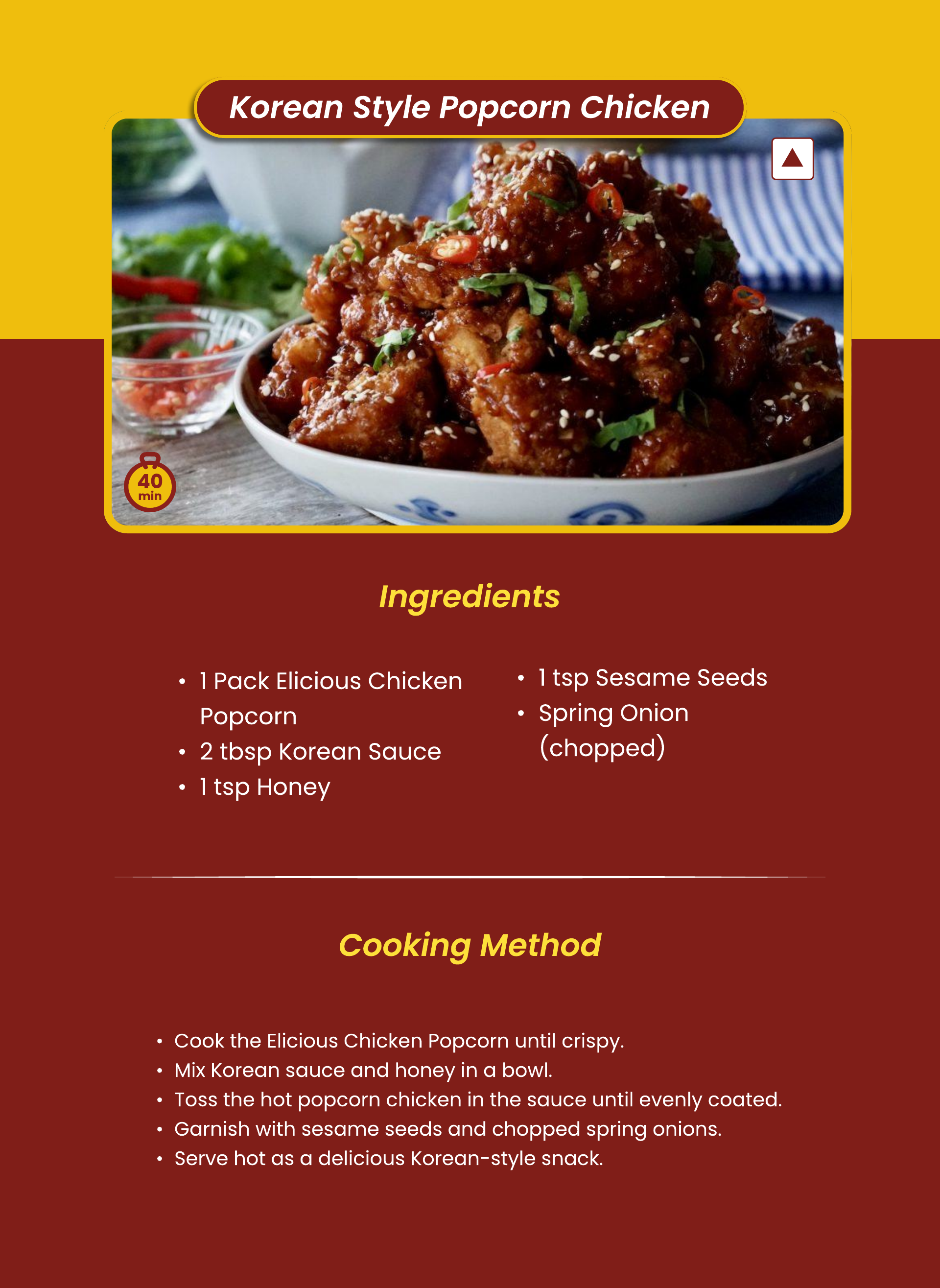 Korean Style Popcorn Chicken - Ingredients and Cooking Method