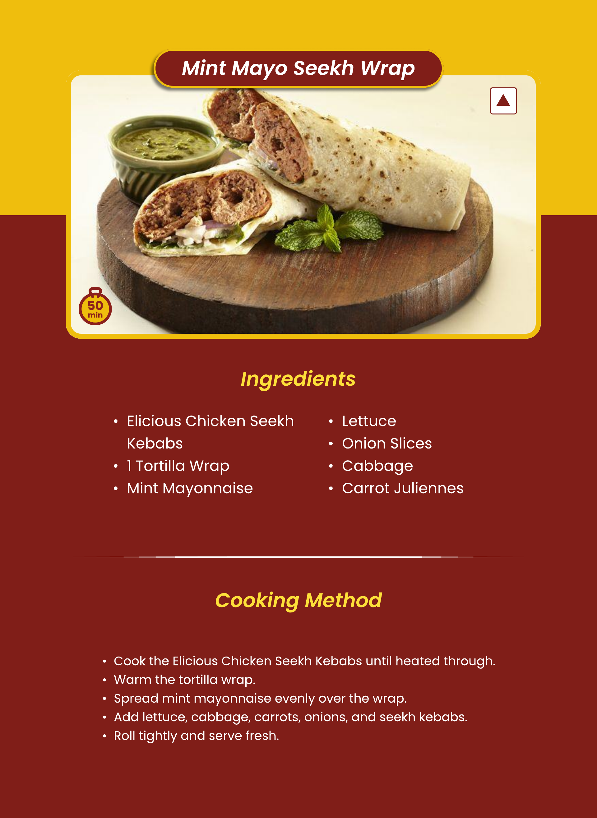 Mint Mayo Seekh Wrap - Ingredients and Cooking Method